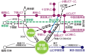 地図：宇部市へのアクセスマップ