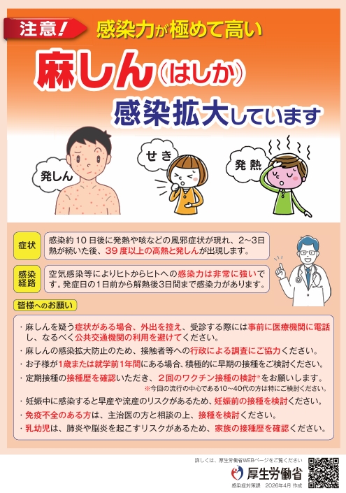 麻しん(はしか)啓発チラシ