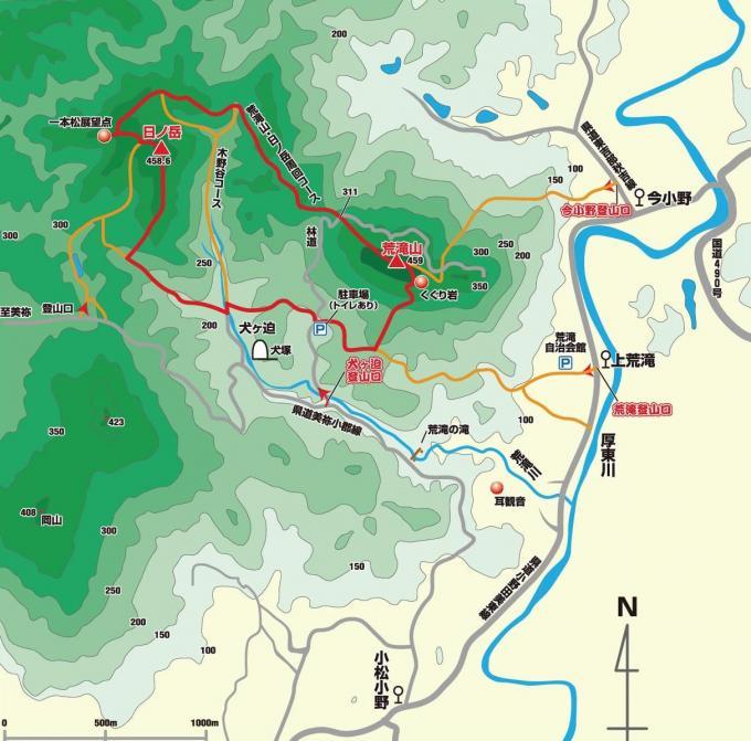 荒滝山登山地図