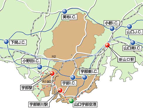 地図：宇部市周辺道路図