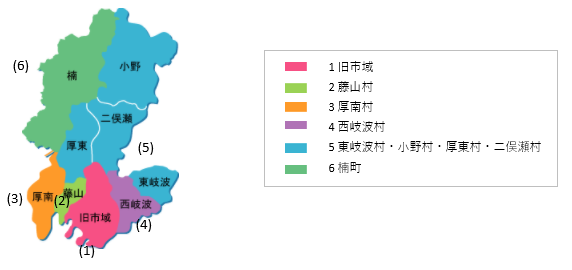 市域の移り変わりの地図