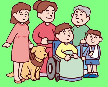 身体障の家族のイラスト