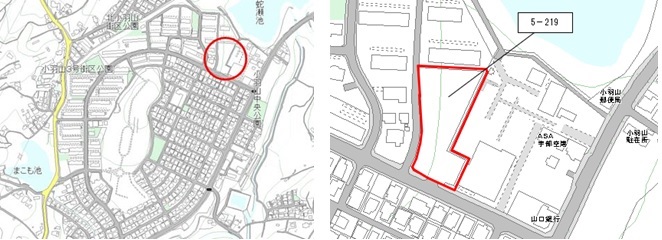 宇部市北小羽山町二丁目136番317の位置図