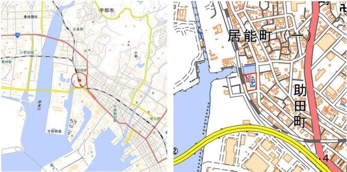 宇部市助田町1460番1の位置図