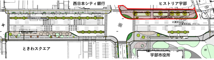 位置図（ヒストリア宇部前の工事箇所）