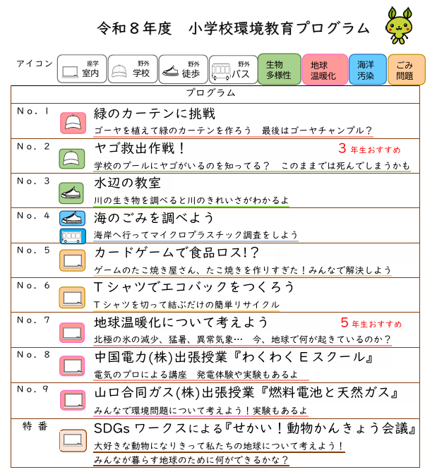 令和8年度小学校向け環境教育プログラム